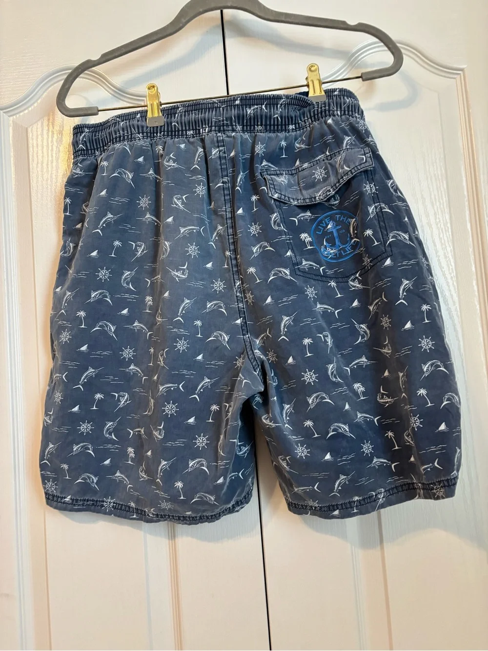 Salt Life Navy Blue Sail and Palm Print Swim Trunks 2xl